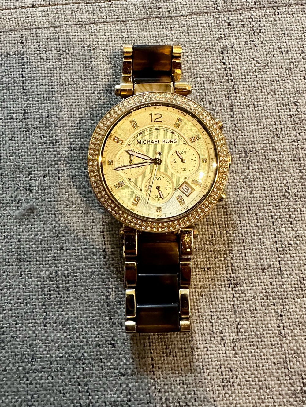 Michael Kors Women’s Tortoise and Gold Watch with Crystal Accents